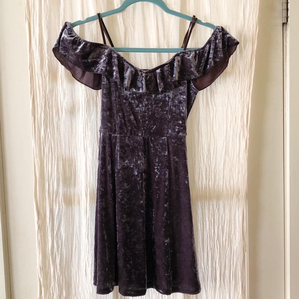 American Eagle NWT Gray Crushed Velvet Dress XS